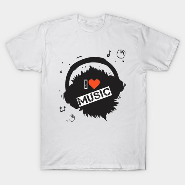 i love music T-Shirt by CreativeIkbar Prints